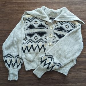 Southwest Print Cropped Cardigan Sweater